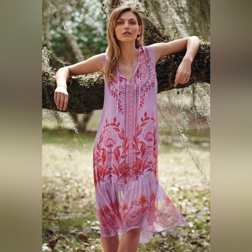 Anthropologie Floreat Wisteria Floral Silk Dress Size 12 Worn Once